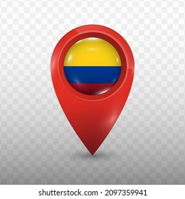 Location Flag of Colombia with red color and transparent background (PNG), Vector Illustration.