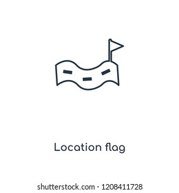 Location flag concept line icon. Linear Location flag concept outline symbol design. This simple element illustration can be used for web and mobile UI/UX.