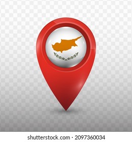 Location Flag of Cyprus with red color and transparent background (PNG), Vector Illustration.