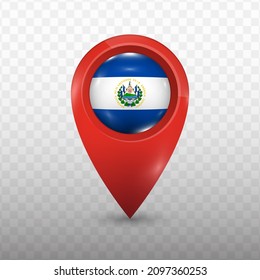 Location Flag of El Salvador with red color and transparent background (PNG), Vector Illustration.