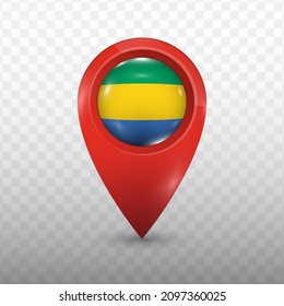 Location Flag of Gabon with red color and transparent background (PNG), Vector Illustration.