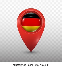 Location Flag of German with red color and transparent background (PNG), Vector Illustration.