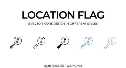 Diseño de iconos de marca de ubicación en estilo Cinco con barra modificable. Línea, Sólido, Línea plana, Color de tono Duo y Línea de degradado de color. Adecuado para diseño de páginas Web, aplicaciones móviles, UI, UX y GUI.