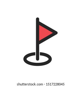 Location flag icon isolated on a white background. A sign to indicate navigation and location on a map.