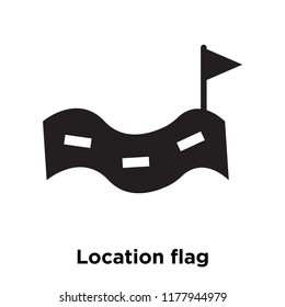 Location flag icon vector isolated on white background, logo concept of Location flag sign on transparent background, filled black symbol