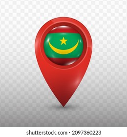 Location Flag of Mauritania with red color and transparent background (PNG), Vector Illustration.