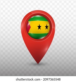 Location Flag of Sao Tome and Principe with red color and transparent background (PNG), Vector Illustration.