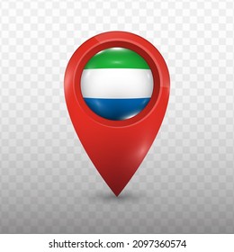 Location Flag of Sierra Leone with red color and transparent background (PNG), Vector Illustration.