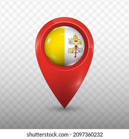 Location Flag of Vatican with red color and transparent background (PNG), Vector Illustration.