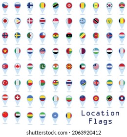Location Flags icon collection, white color background