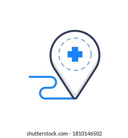location, flat blue outline icon 