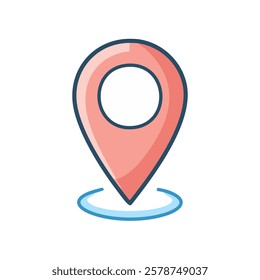 Location flat color icon. Vector illustration on white background for graphic and web design.