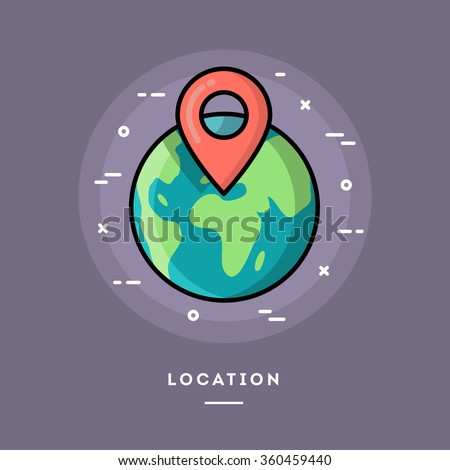 Location, flat design thin line banner, usage for e-mail newsletters, web banners, headers, blog posts, print and more