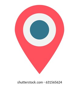 Location flat icon, map pin and website button, vector graphics, a colorful solid pattern on a white background, eps 10.