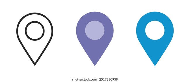 Location flat icon. map symbol. map point line icon. 