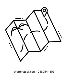 Location folded paper map, search bar and pin isolated. GPS and Navigation Symbol, vector illustration