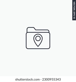 Location folder, linear style sign for mobile concept and web design. Symbol, logo illustration. Pixel perfect vector graphics svg