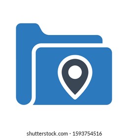 location folder vector glyph color icon 