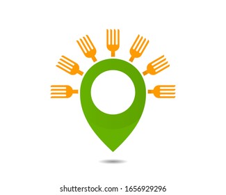 ubicación alimentos Icono diseño del logotipo del vector