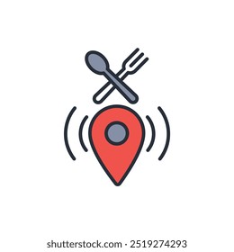Standort-Essenssymbol. vector.Editable stroke.linear style Zeichen zur Verwendung Web-Design, logo.Symbol-Illustration.