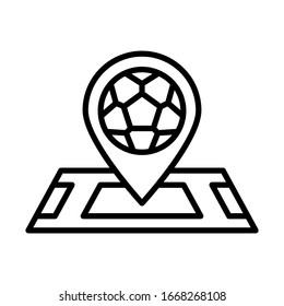 Location, football icon. Simple line, outline vector elements of soccer for ui and ux, website or mobile application
