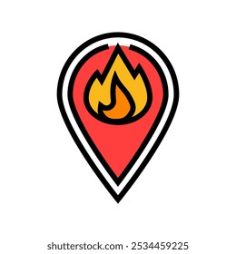 location forest fire color icon vector. location forest fire sign. isolated symbol illustration