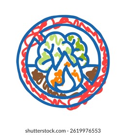 location forest fire doodle icon sketch vector. location forest fire sign. isolated symbol illustration