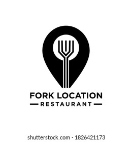 location fork food restaurant logo design vector