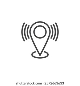 Location Found line icon. linear style sign for mobile concept and web design. A blinking location pin outline vector icon. Symbol, logo illustration. Vector graphics