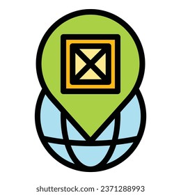Location freight traffic icon outline vector. Van service. Transport cargo color flat
