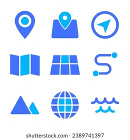 location and geography icon design collection