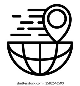 Location global parcel icon. Outline location global parcel vector icon for web design isolated on white background