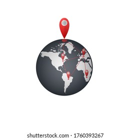 Location the globe. Navigation, vector illustration