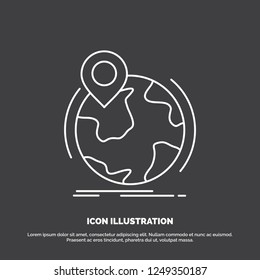 location, globe, worldwide, pin, marker Icon. Line vector symbol for UI and UX, website or mobile application