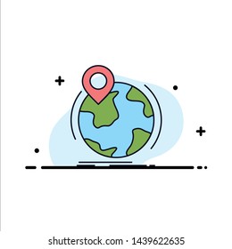 location, globe, worldwide, pin, marker Flat Color Icon Vector