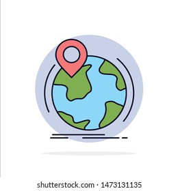 location, globe, worldwide, pin, marker Flat Color Icon Vector