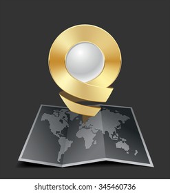 Location Gold Icon. 3D