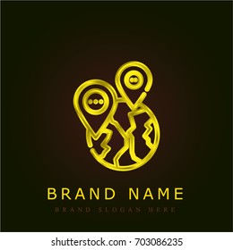 Location golden metallic logo