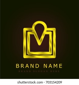 Location golden metallic logo