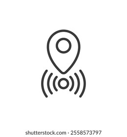 Location GPS alarm, icon in line design. GPS, location, alarm, tracking, map, coordinates, navigation on white background vector. Location GPS alarm, icon in line design editable stroke icon