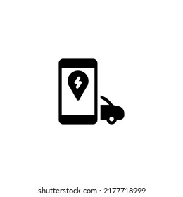 location GPS pin charging map car Solid Glyph Icon, Logo, and illustration Vector