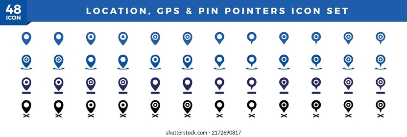 Location, gps pointer, pin and map pointers icon set