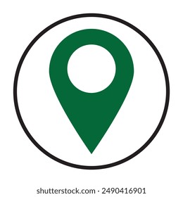 Location green pin icon. Map pin place marker. Location icon vector illustration.