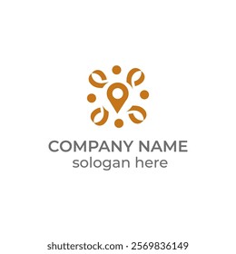 Location with group people logo design vector illustration
