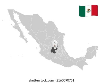 Location of Guanajuato State on map Mexico. 3d location sign  of Guanajuato. Quality map with  provinces of  Mexico for your design. Vector illustration. EPS10.