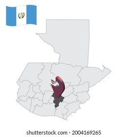 Location of  Guatemala Department  on map Guatemala. 3d location sign similar to the flag of  Guatemala. Quality map  with  provinces of  Guatemala for your design. EPS10