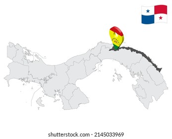 Location Guna Yala Comarca on map Panama. 3d location sign similar to the flag of  Guna Yala.  Quality map  with  Regions of the Panama for your design. EPS10