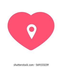 location heart. location icon inside heart background vector illustration 
