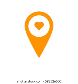 location heart icon. Orange icon