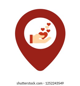 location heart love and romance vector icon